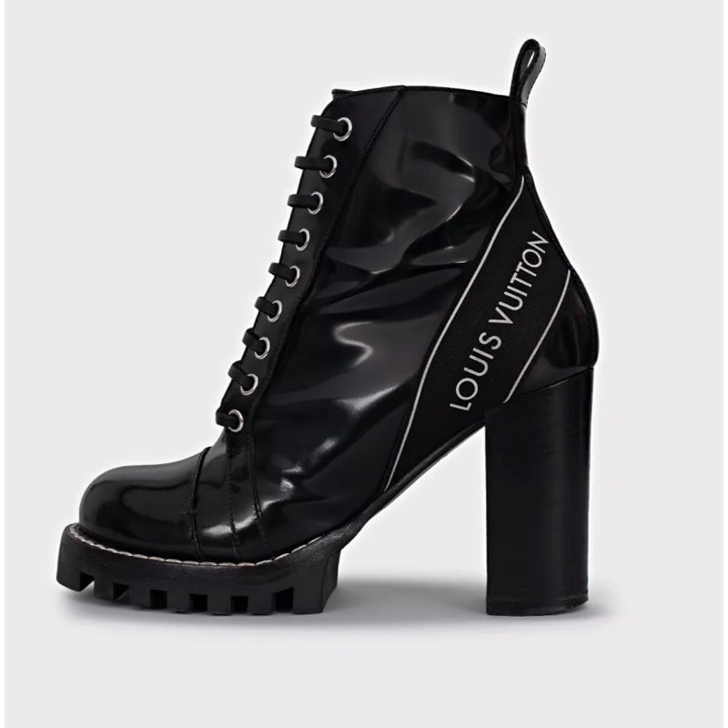 Louis Vuitton Star Trail Black Leather Ankle Boots Sz 37.5